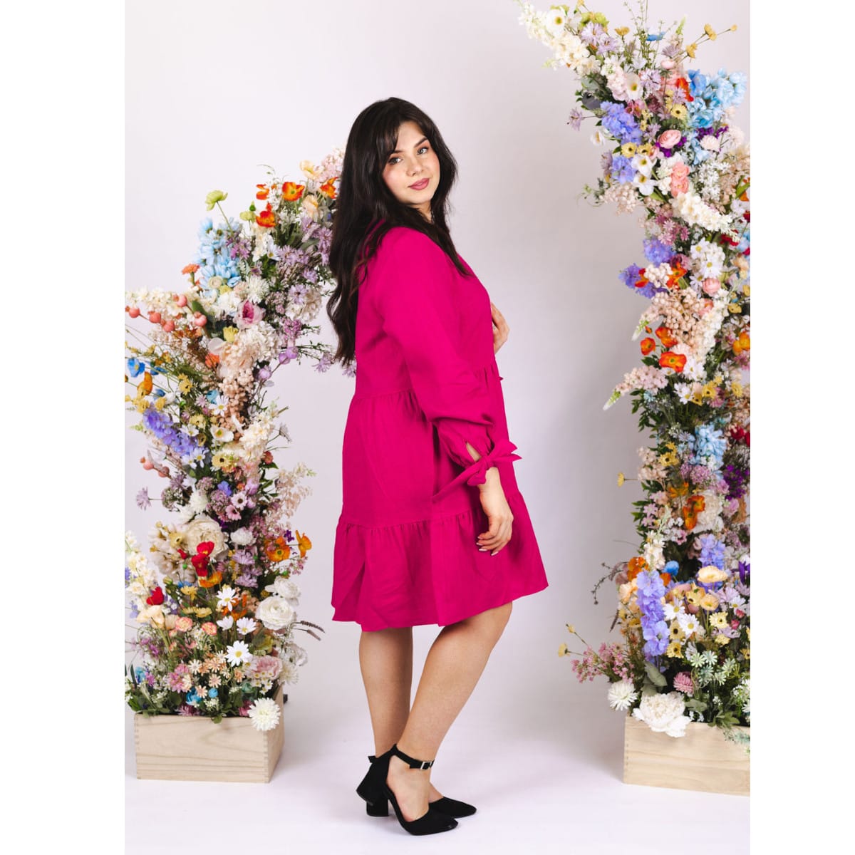 NAKOA aikuisten Hailey Linen kerrosmekko, Pure Peacock