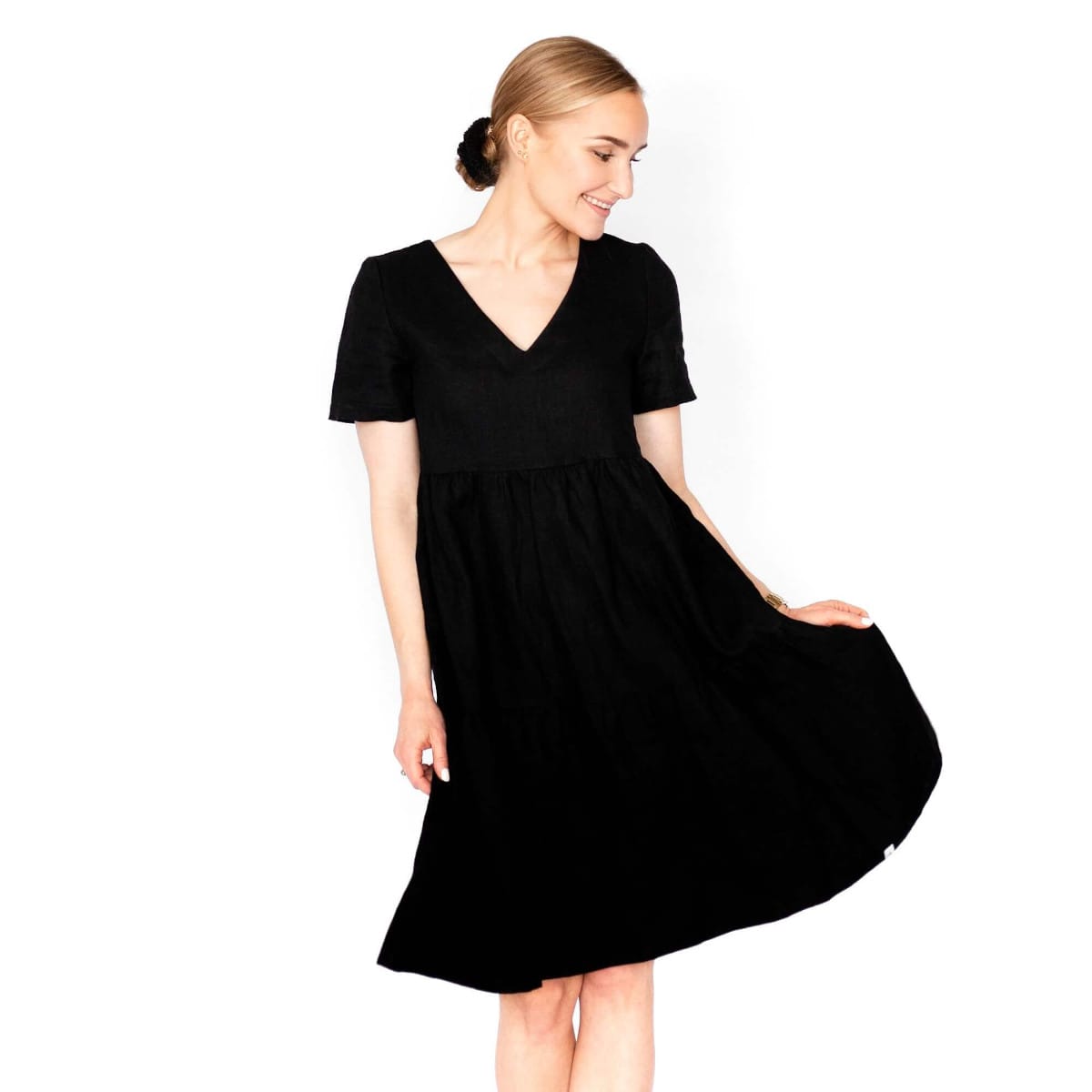 NAKOA aikuisten Layered Linen Dress, Black