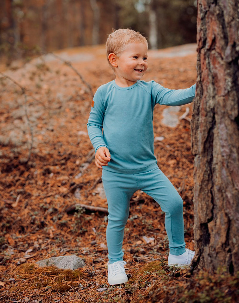 Alternative view of METSOLA lasten MERINO RIB SHIRT LS trikoopaita, Cloudy Sky