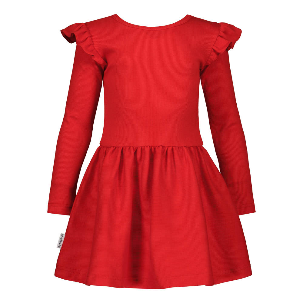 METSOLA RIB FRILLA DRESS LS, Poppy