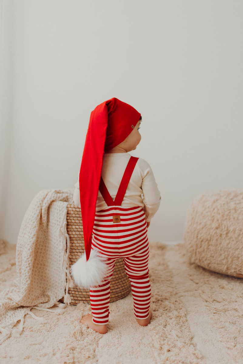 METSOLA STRIPED RIB BRACE PANTS leggingsit, Poppy/Creamy