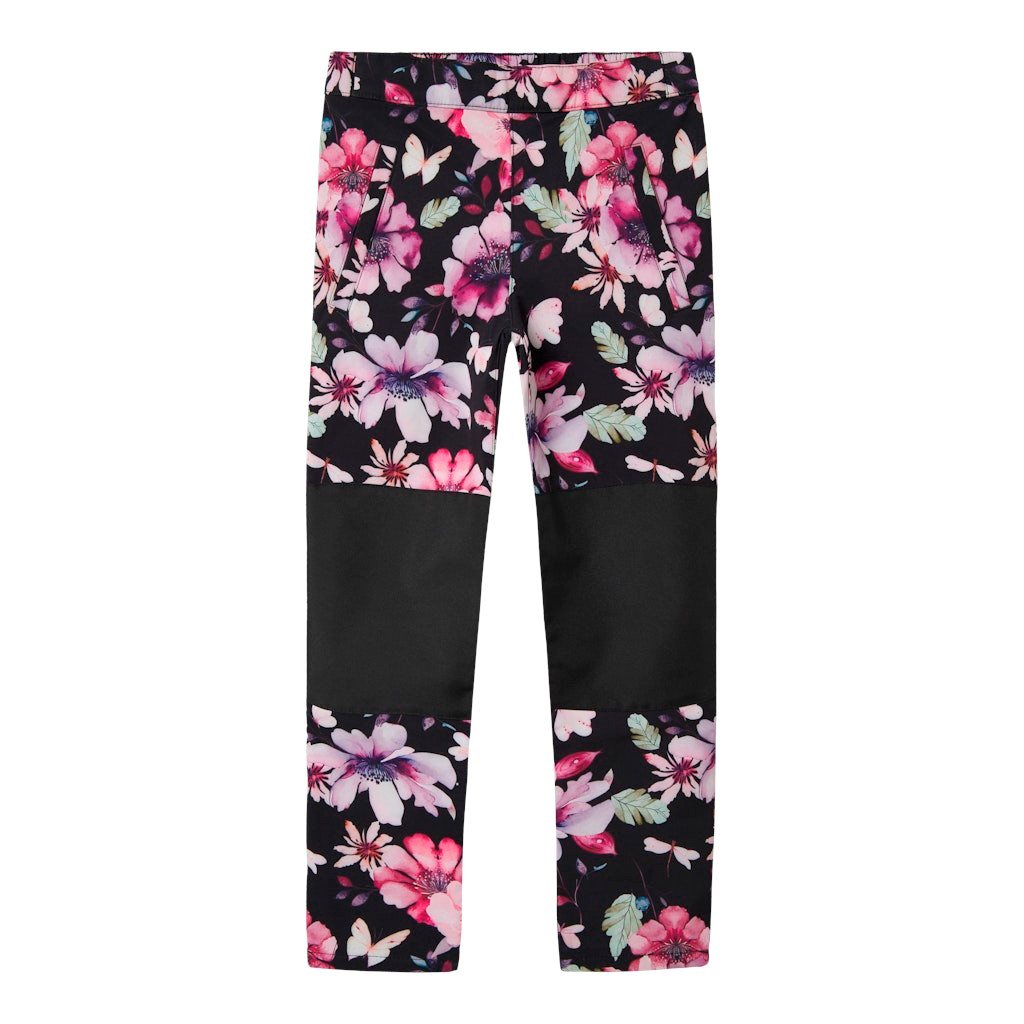 NAME IT NKFALFA08 SLIM BIG FLOWER softshell-housut, ENNAKKOTILAUS Black