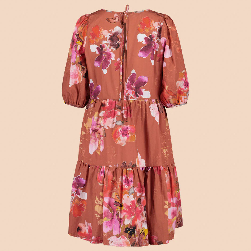 KAIKO aikuisten TIERED MINI DRESS, Lilies