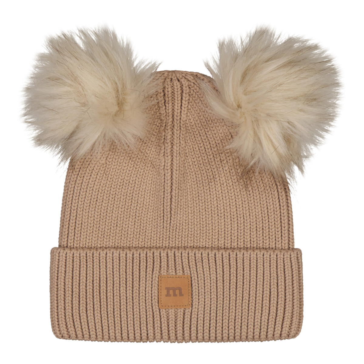 METSOLA COTTON KNIT DOUBLE FUR POM BEANIE puuvillapipo, Muddy Boots