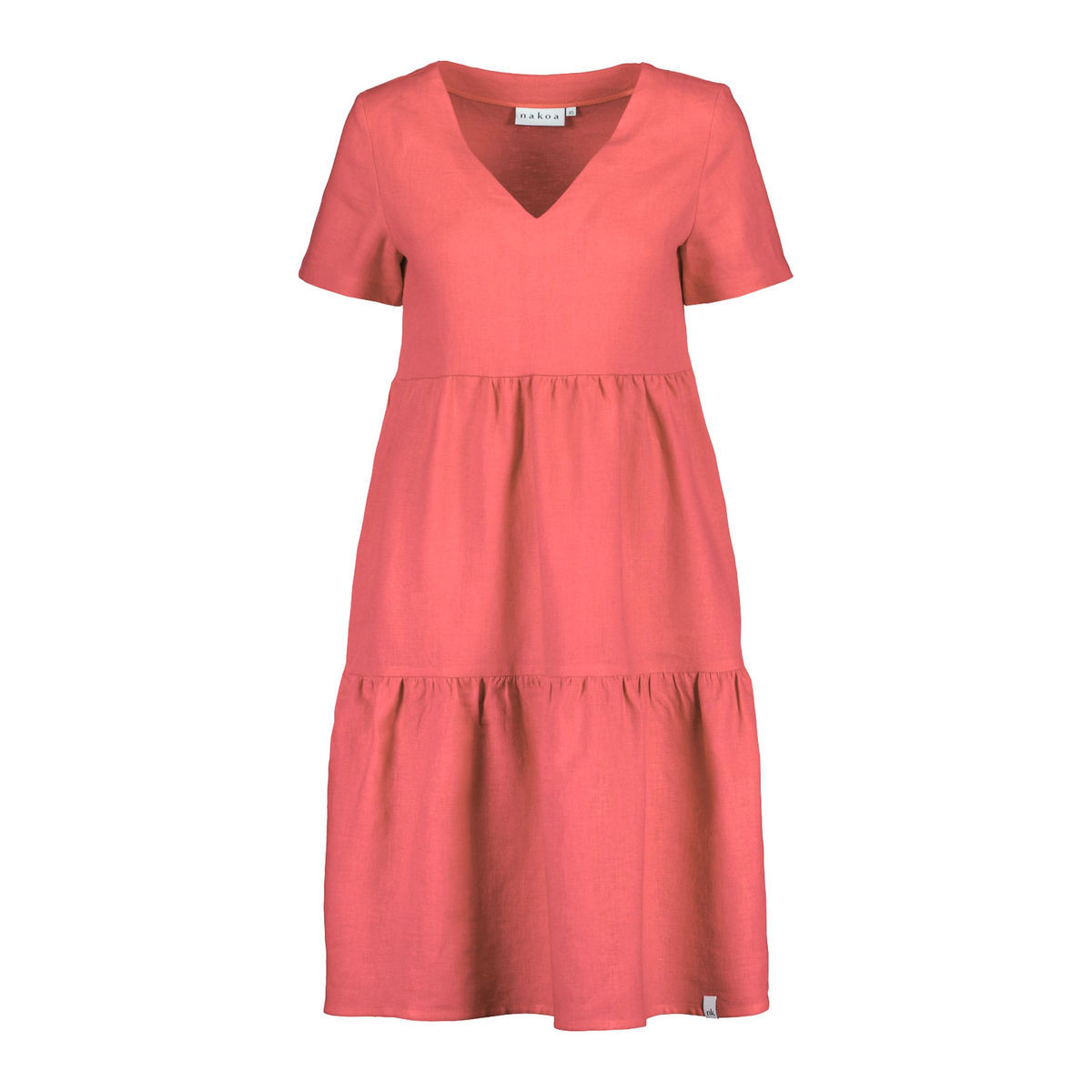 NAKOA aikuisten Layered Linen Dress, Sunset Coral