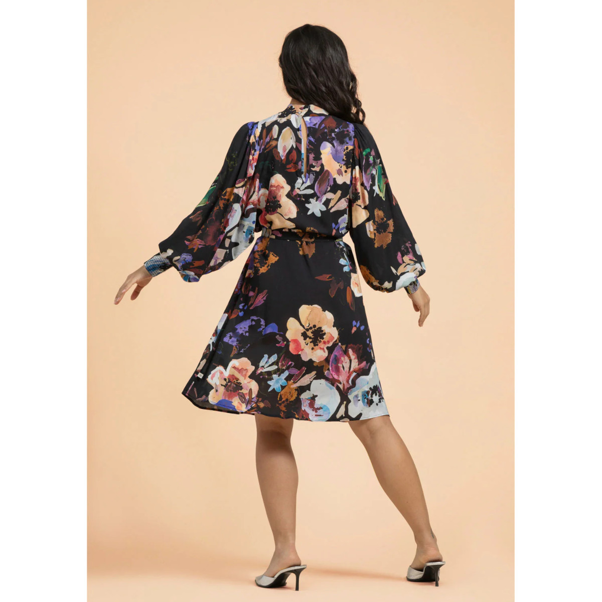 KAIKO PUFF DRESS mekko, Black Anemone