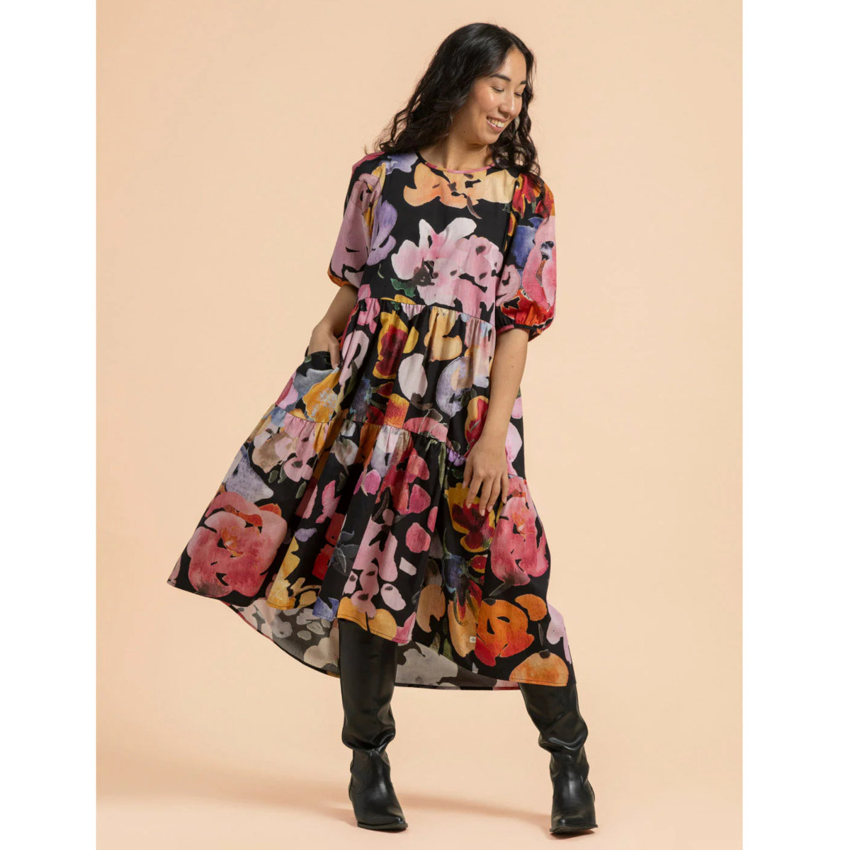 KAIKO TIERED MIDI DRESS, Wild Lea