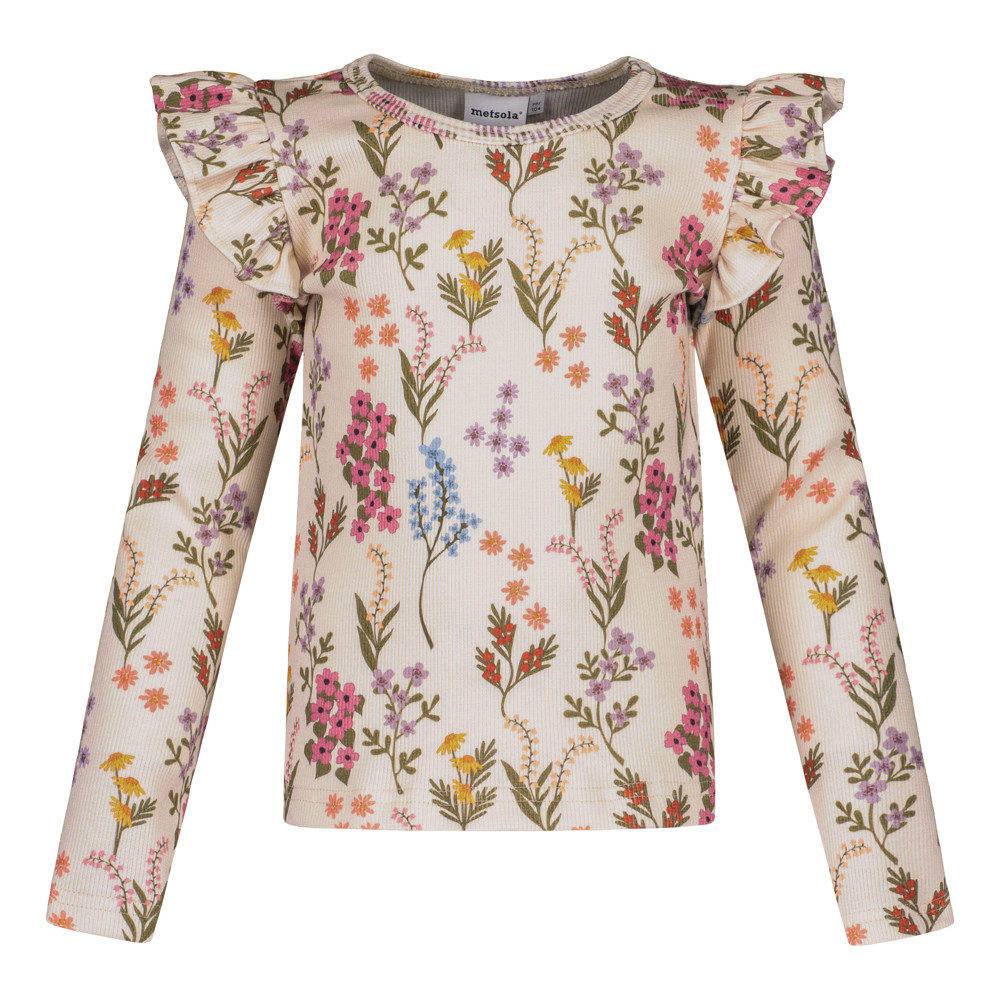 METSOLA PERFECT DAY RIB FRILLA SHIRT LS, Creamy