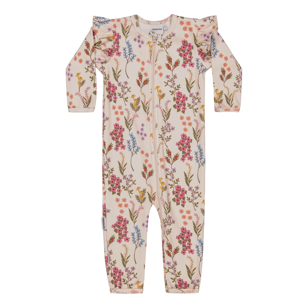 METSOLA PERFECT DAY RIB FRILLA PLAYSUIT, Creamy