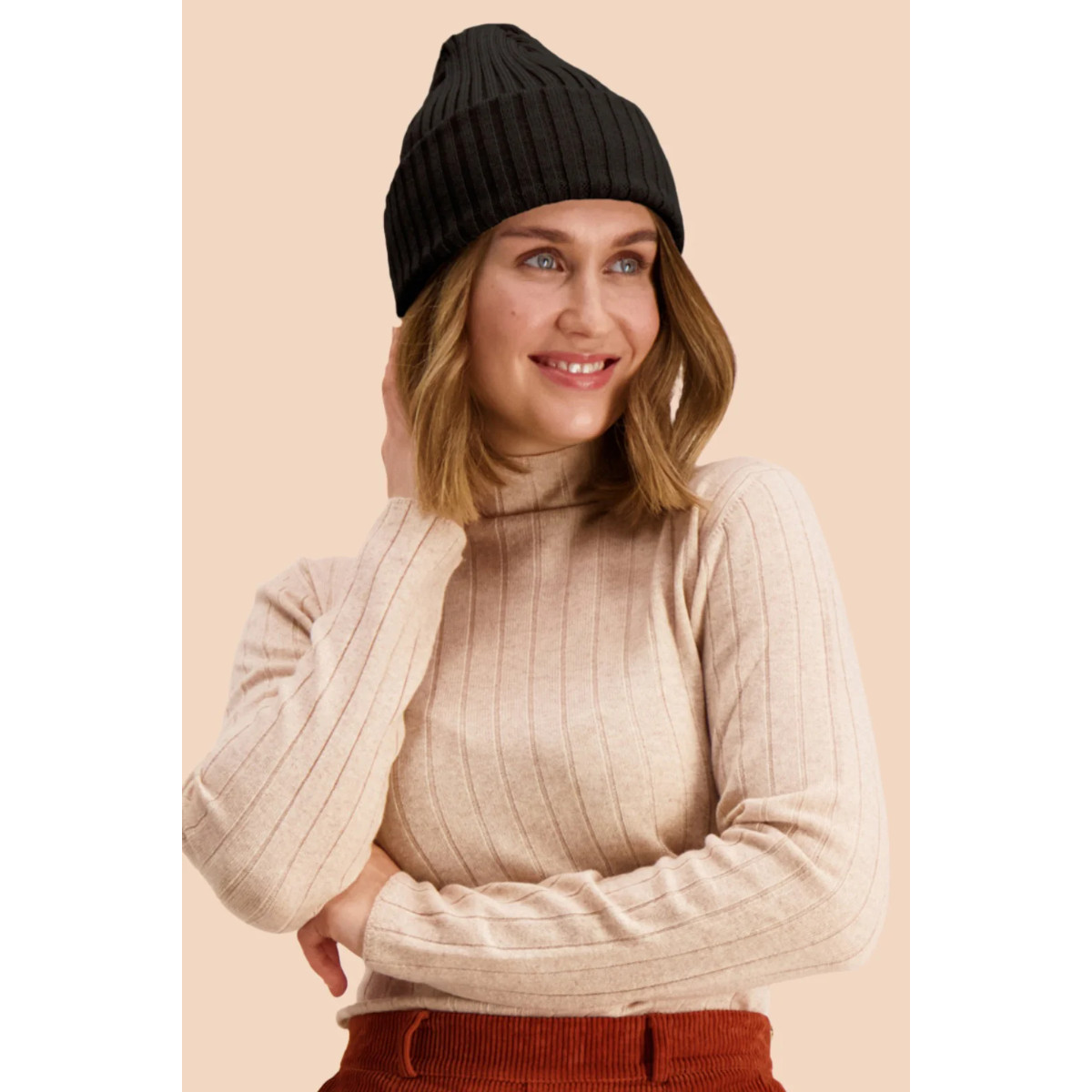 KAIKO RIB BEANIE, Black