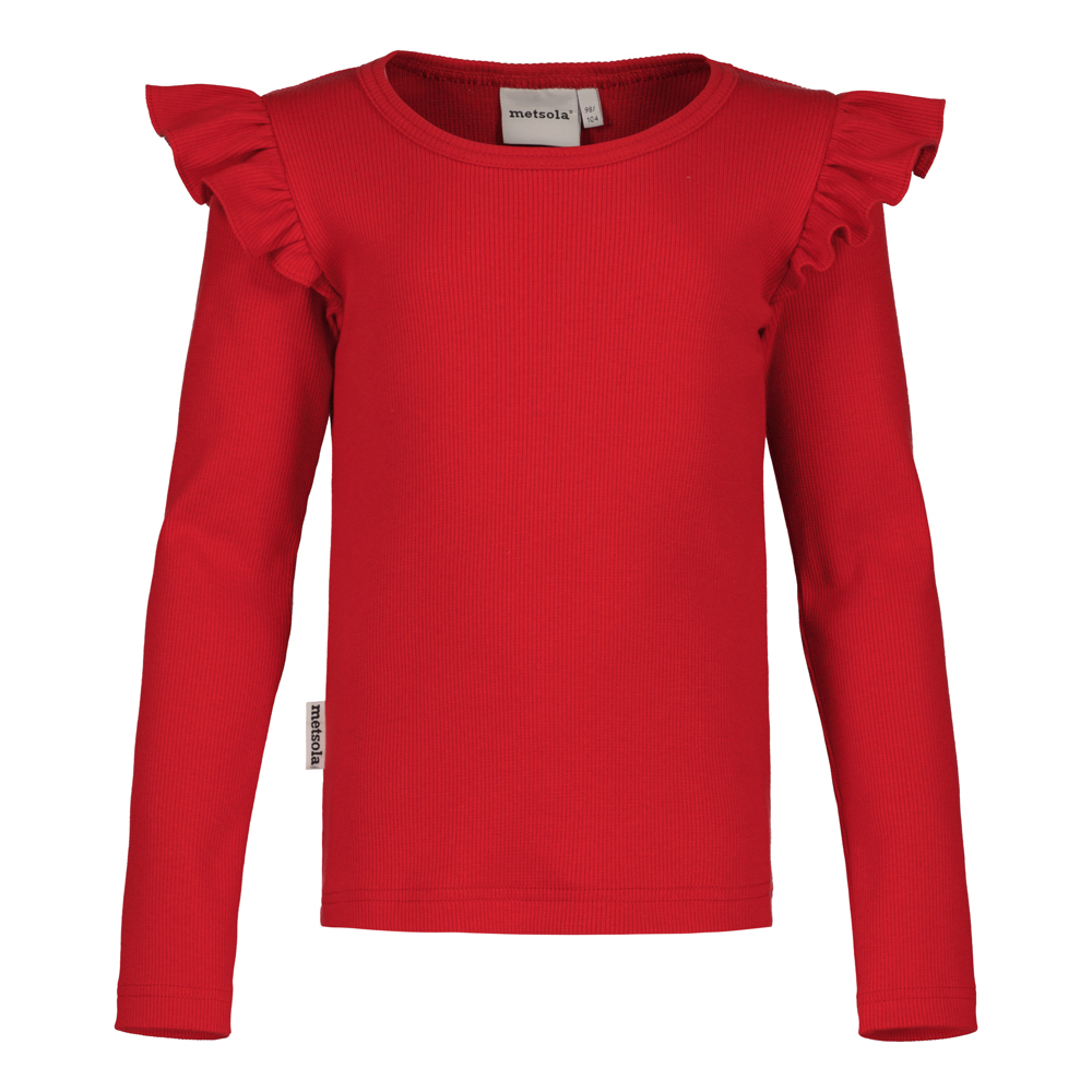 METSOLA RIB FRILLA SHIRT LS, Poppy