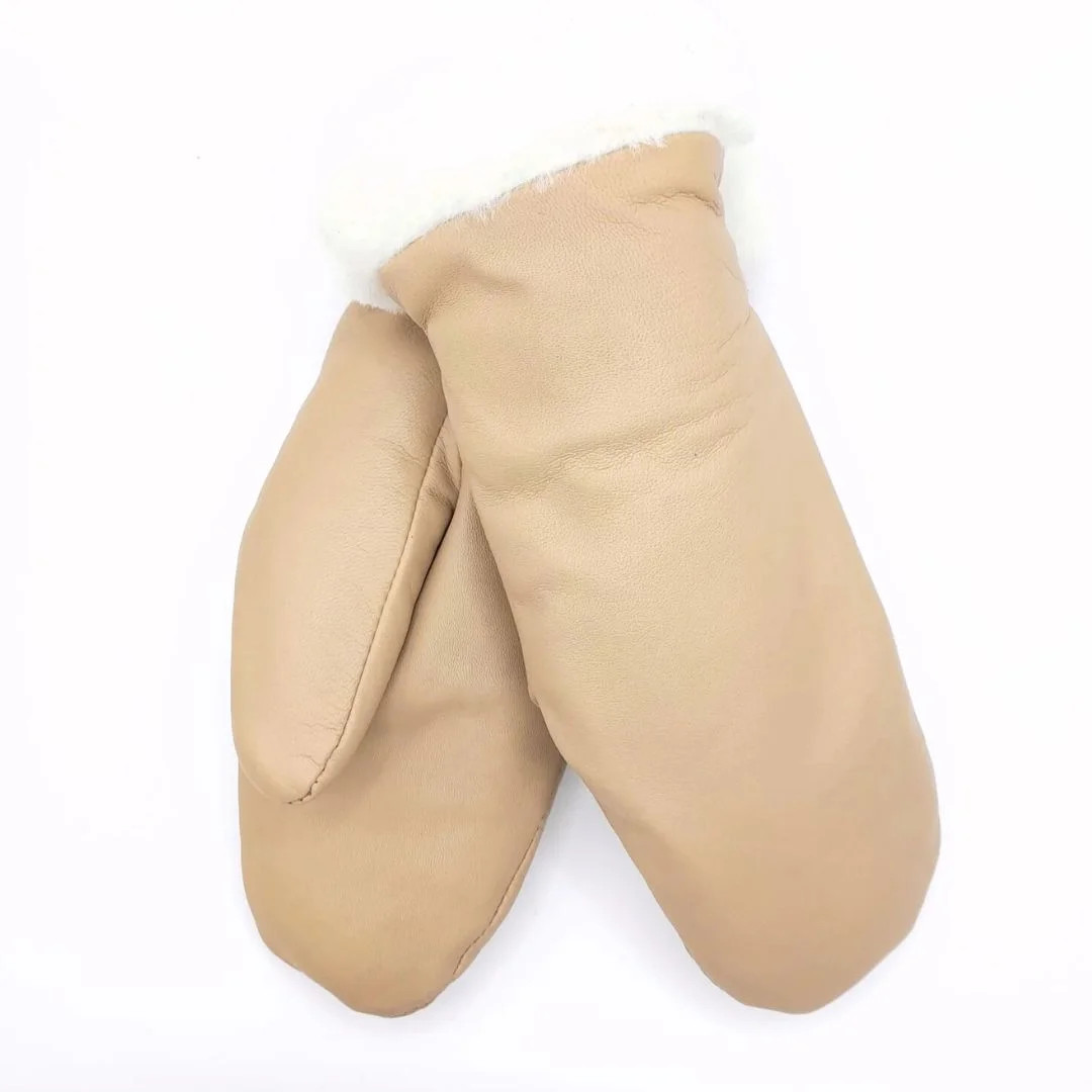 KÄSINETORI naisten nahkakintaat, Beige