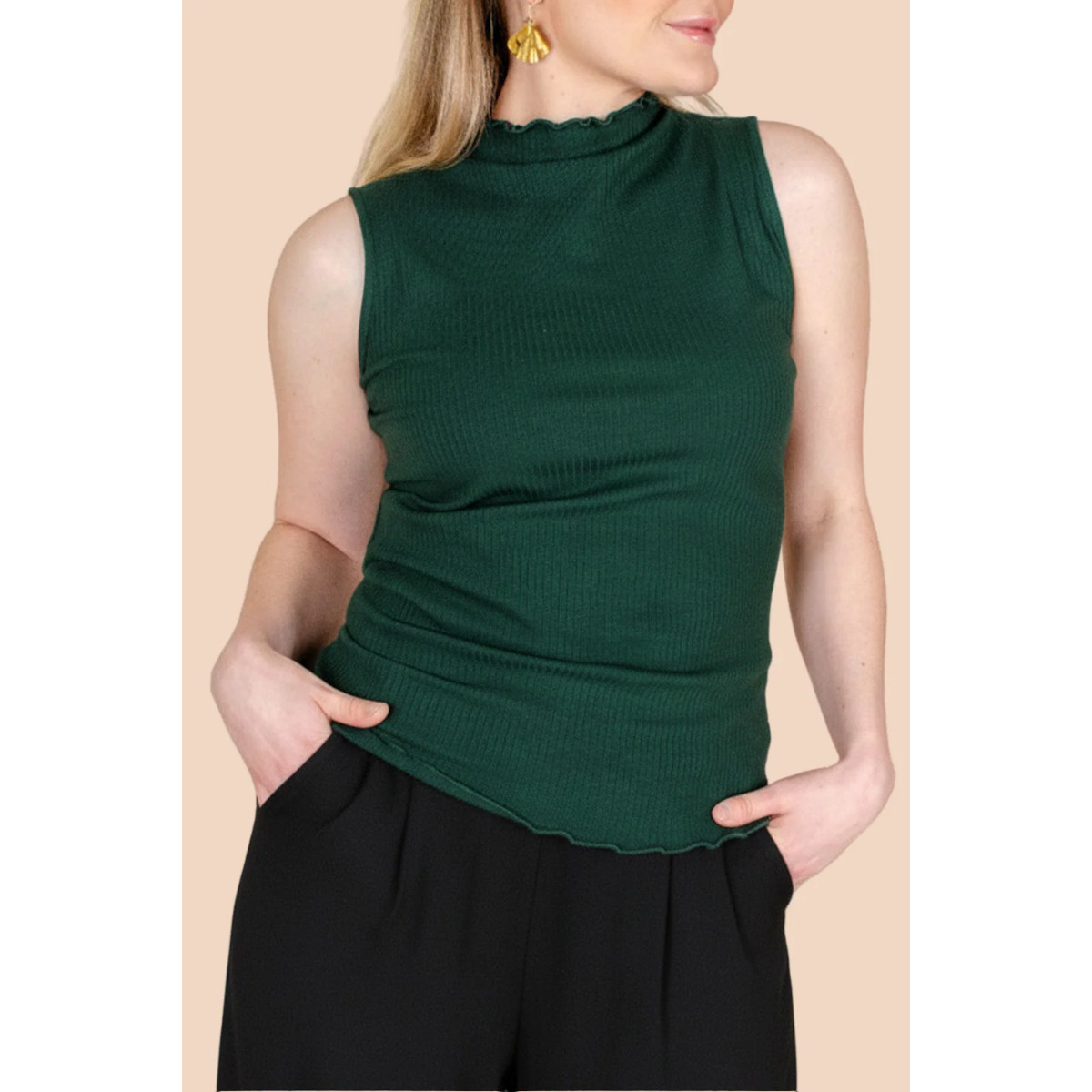 KAIKO RIB TOP toppi, Dark Green