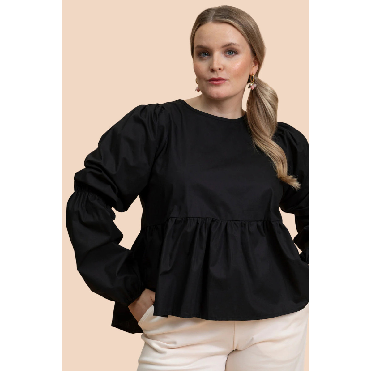 KAIKO Double Puff Blouse paita, Black