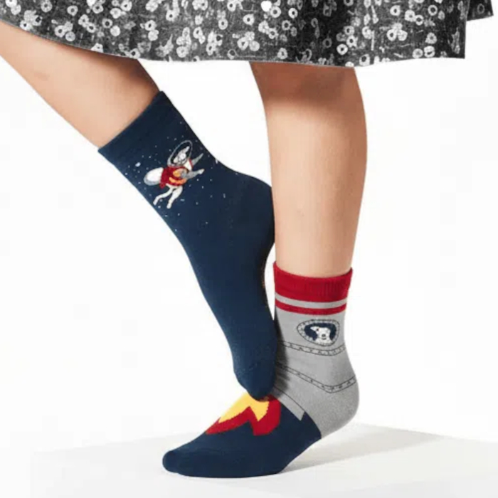 MANY MORNINGS lasten eriparisukat, Space Dog