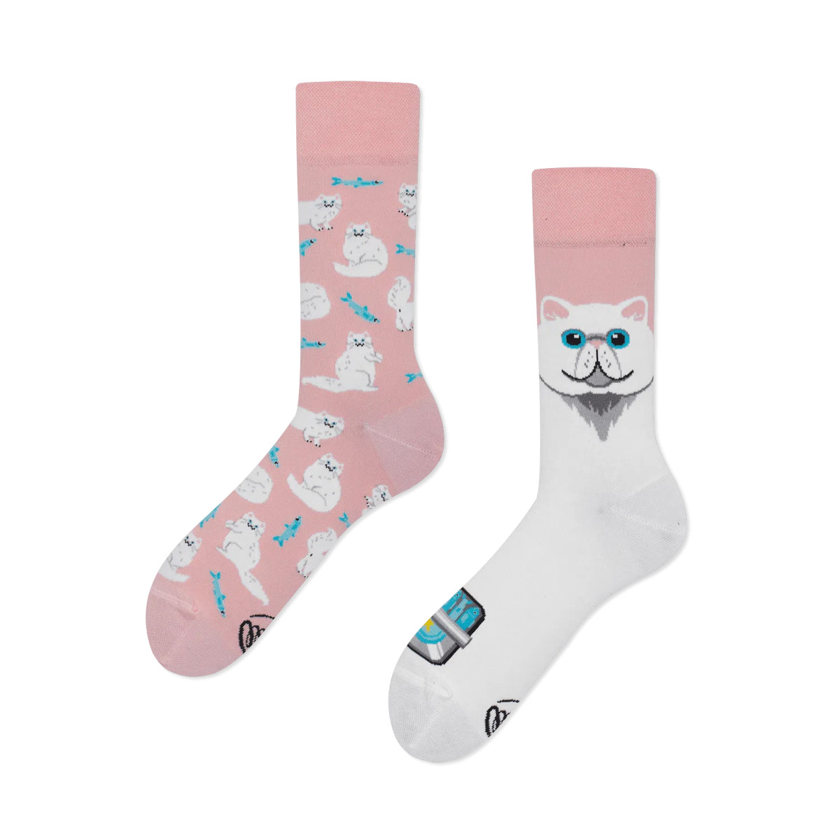 Alternative view of MANY MORNINGS aikuisten eriparisukat, White Cat