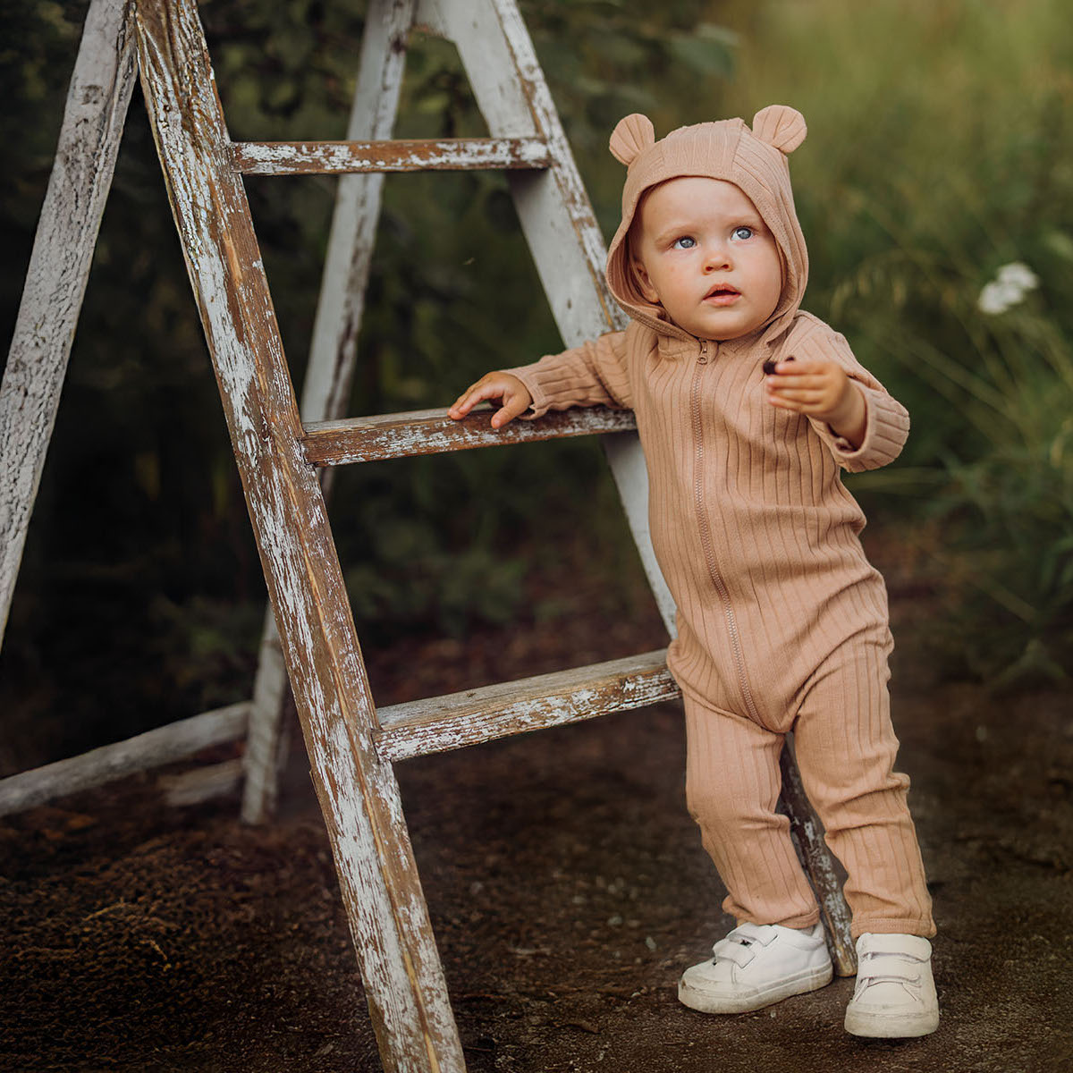 METSOLA RIB BEAR PLAYSUIT, Nougat