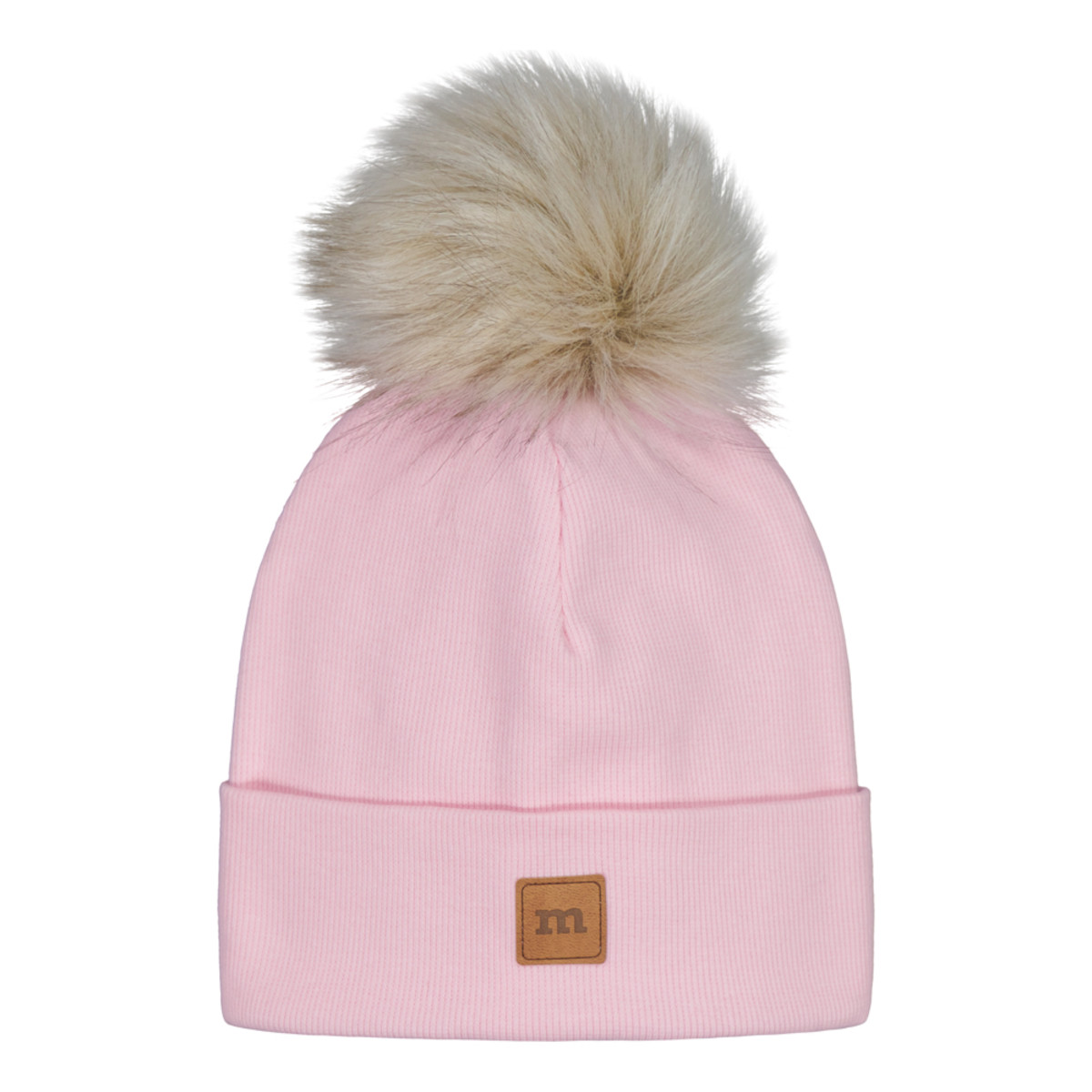 METSOLA RIB BEANIE WITH FUR POM, Pinkie