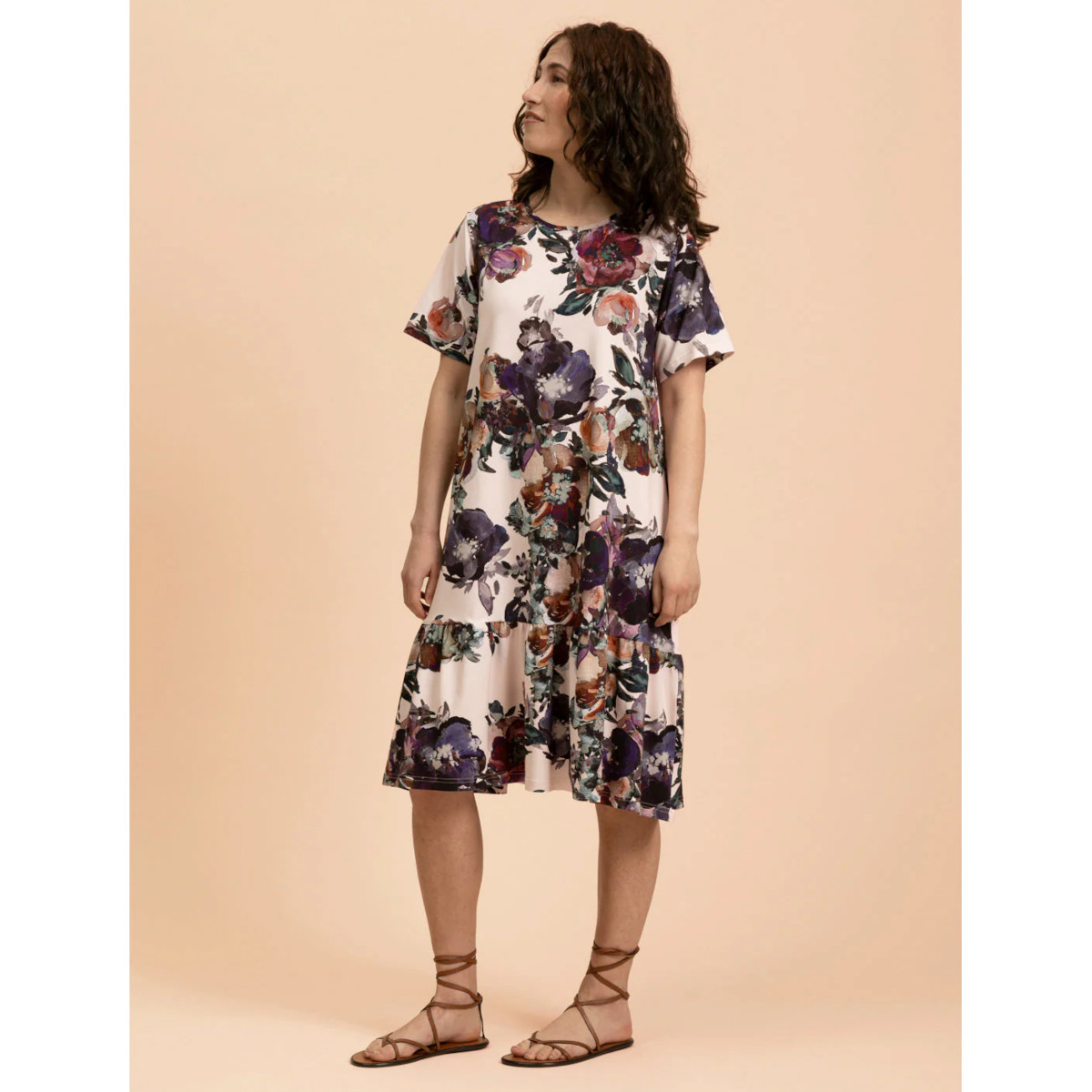 KAIKO RUFFLE T-SHIRT DRESS, Roses