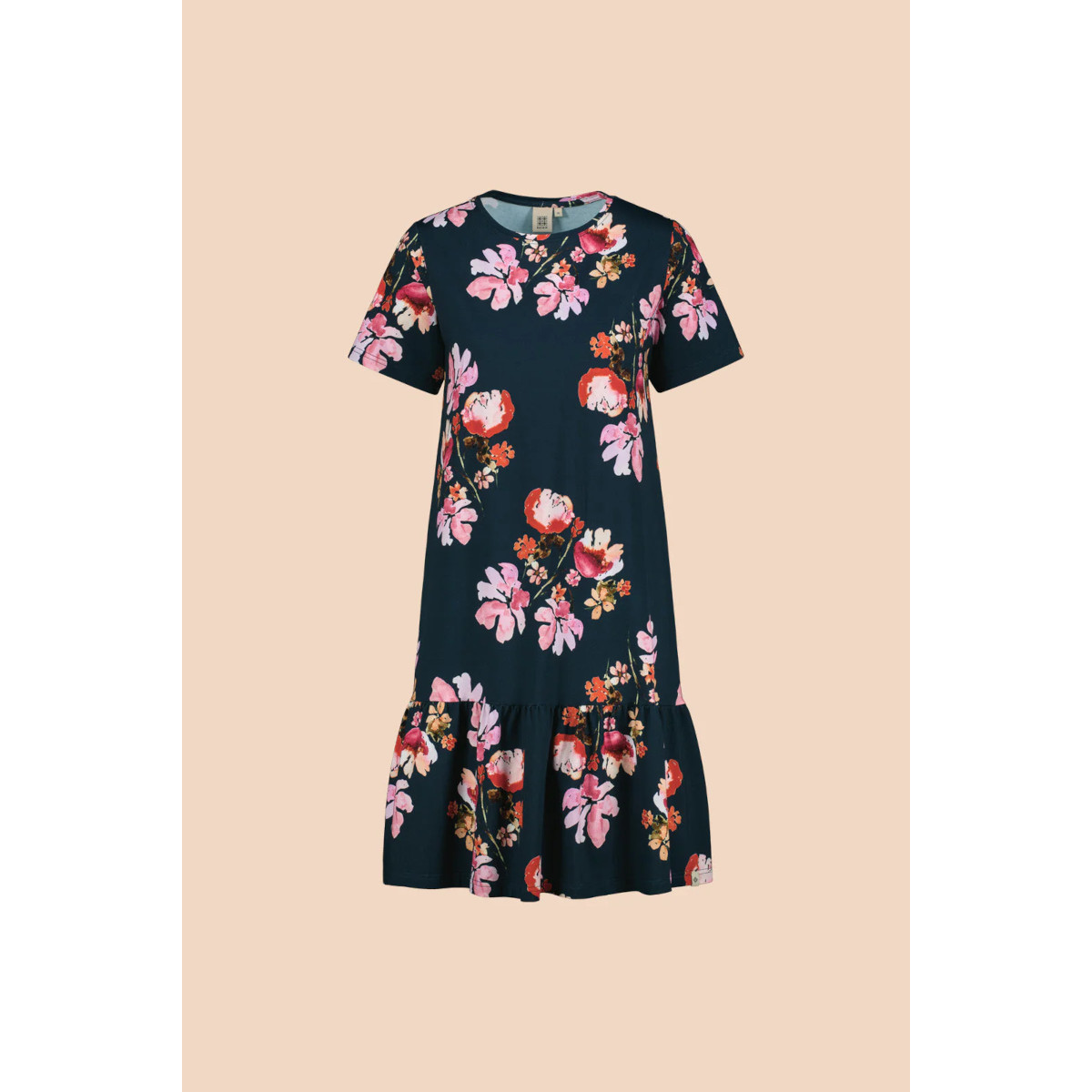 KAIKO RUFFLE T-SHIRT DRESS, Cherry Blossom Navy