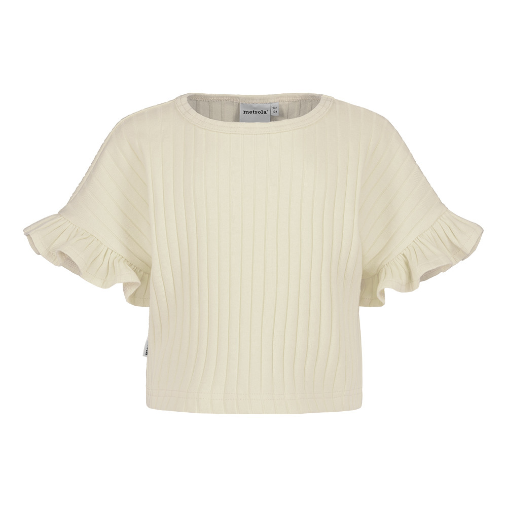 METSOLA WIDE RIB FRILLA SHIRT SS, Milky
