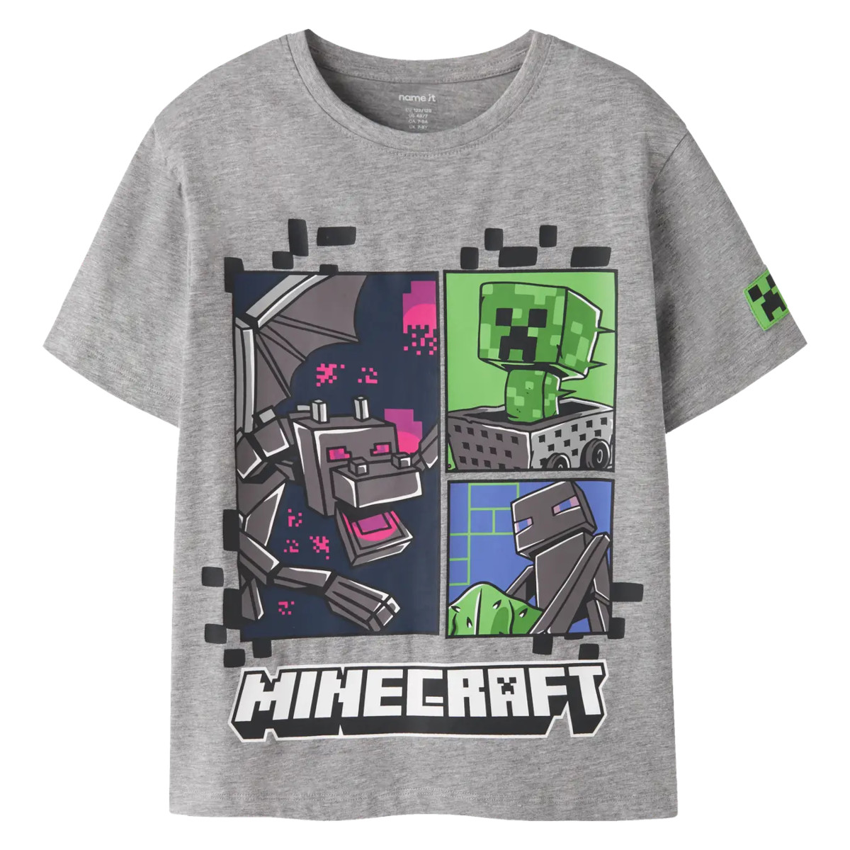NAME IT NKMMYKIN MINECRAFT t-paita, Grey Melange