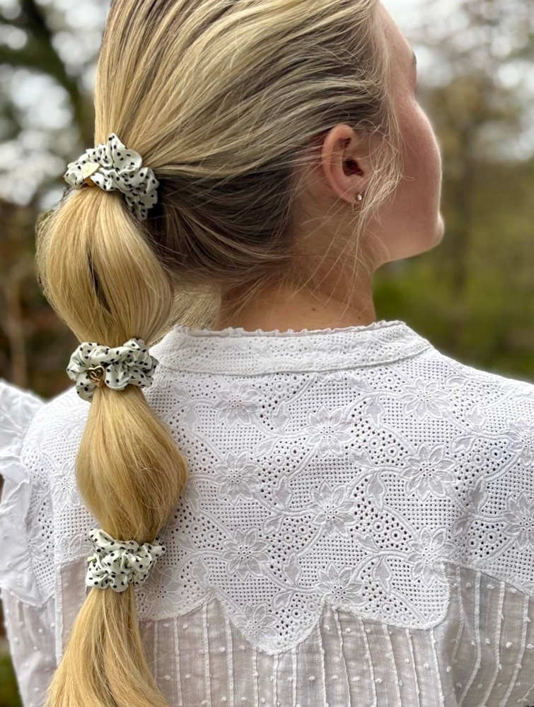 Alternative view of BY ELOISE GOLD HEART SILK SCRUNCHIE, Polka Dot