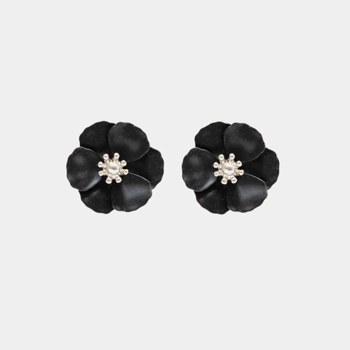 BOW19 Flower Small korvakorut, Black Silver