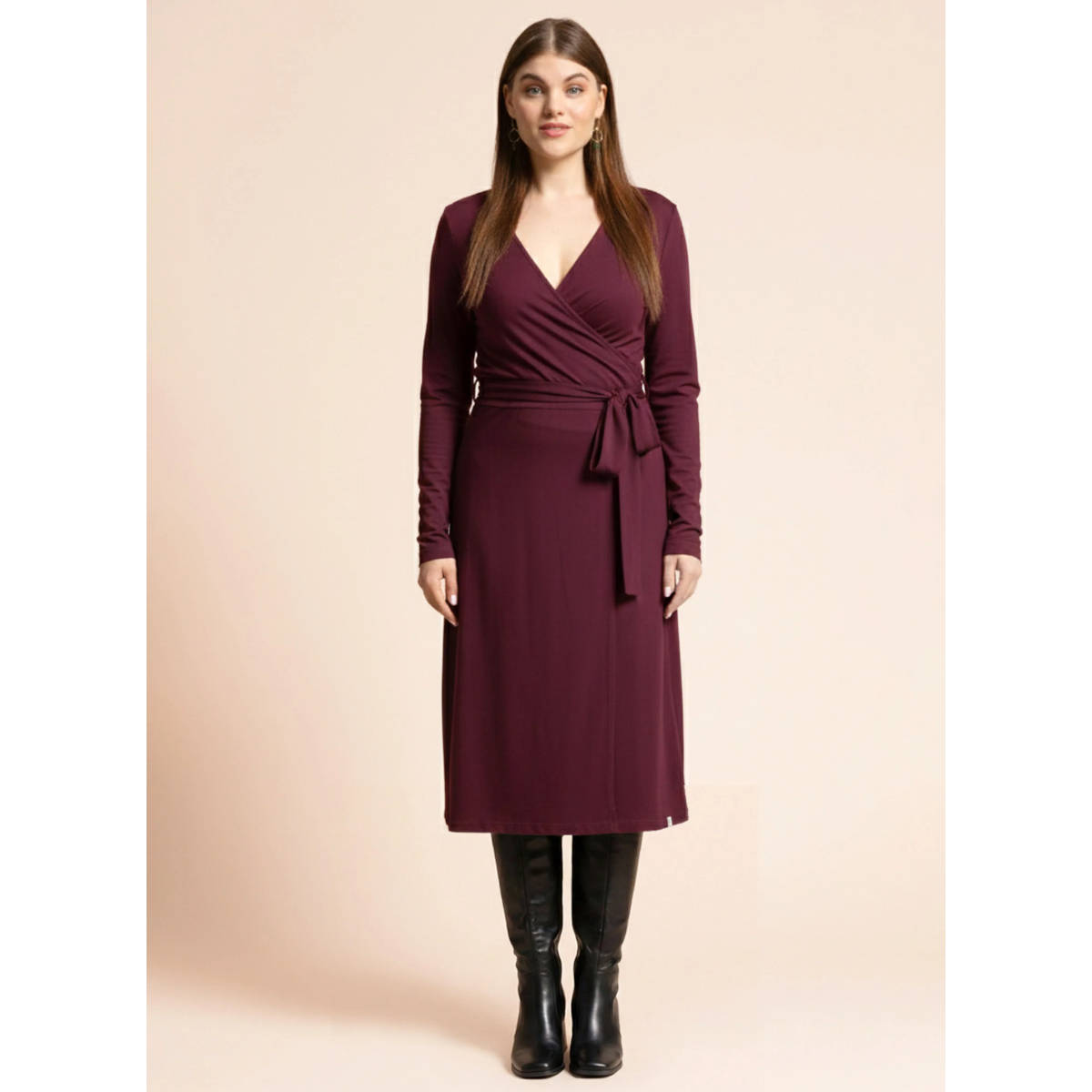 KAIKO SOFT WRAP DRESS, Cherry