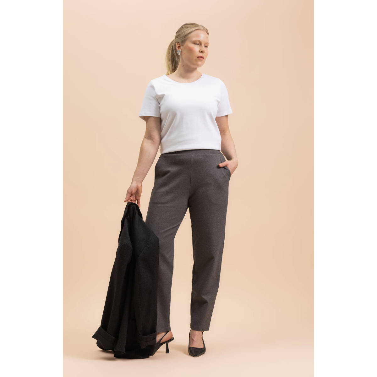 KAIKO COMFY SLACKS housut, Grey Melange